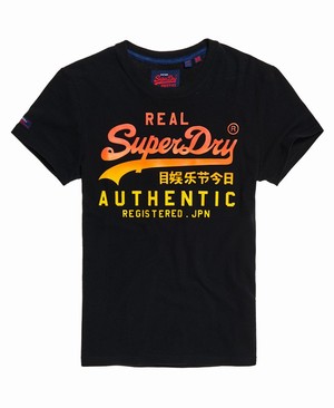 Superdry Vintage Logo Authentic Fade Férfi Pólók Fekete | LGRXB0561